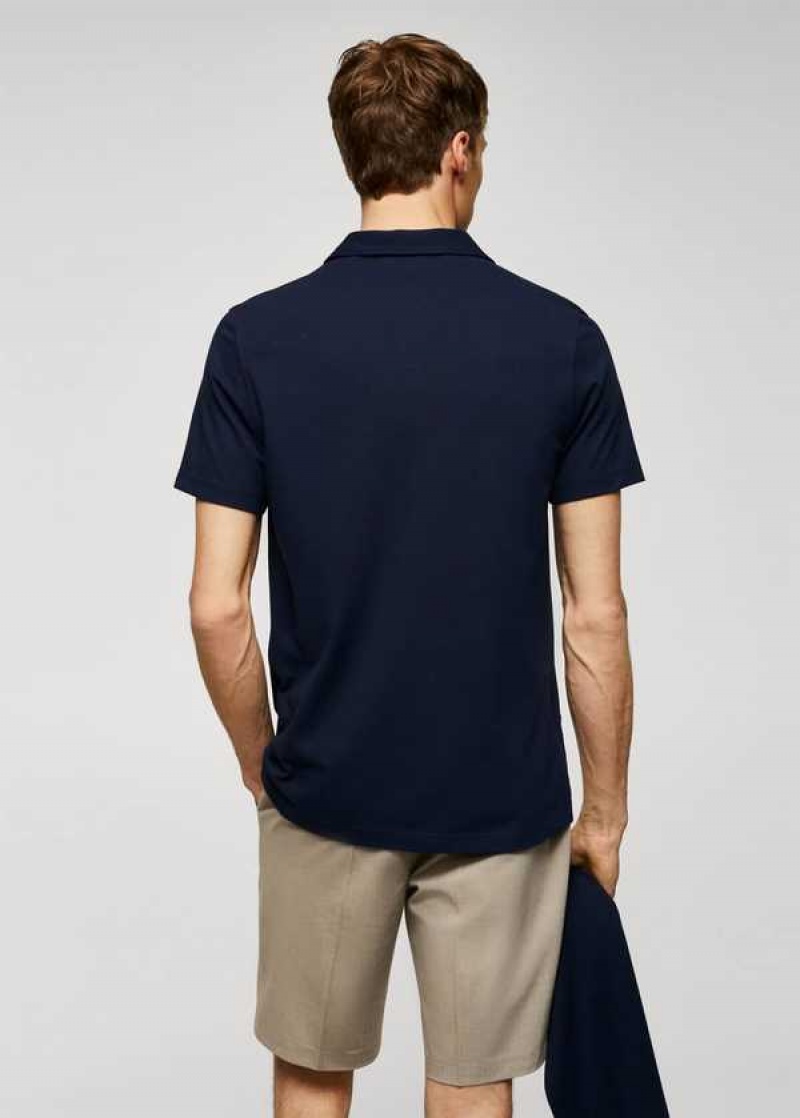 Mango Slim-fit Textured Bavlněné Polo Shirt | MNG-21501