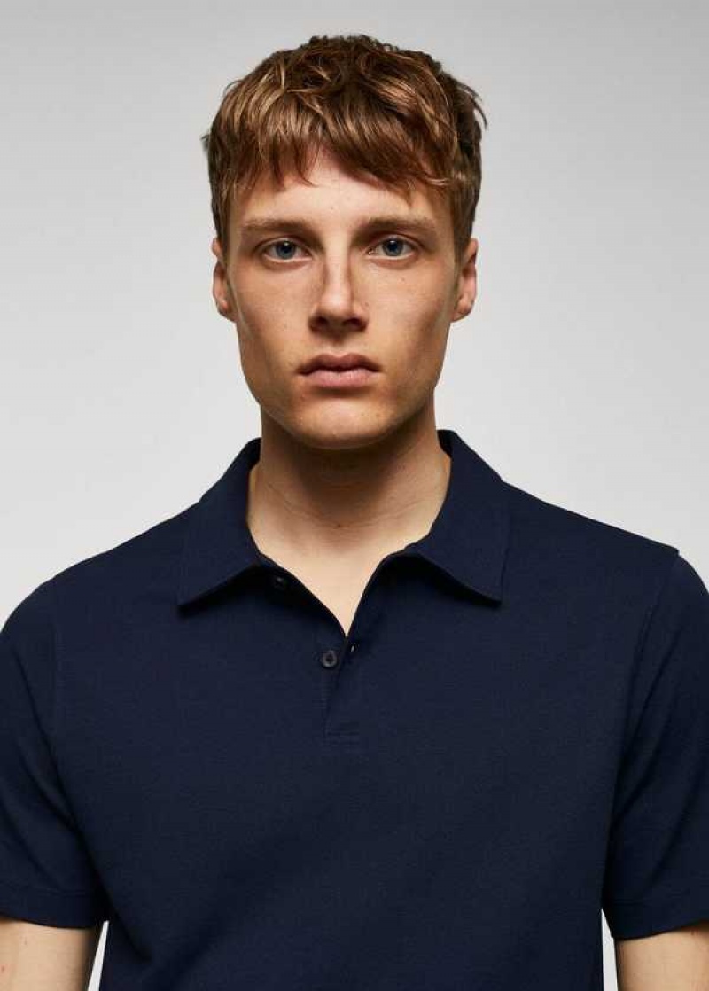 Mango Slim-fit Textured Bavlněné Polo Shirt | MNG-21501