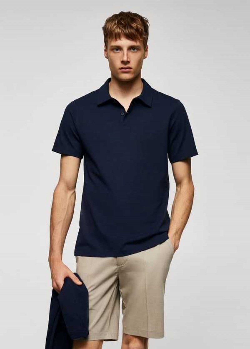 Mango Slim-fit Textured Bavlněné Polo Shirt | MNG-21501