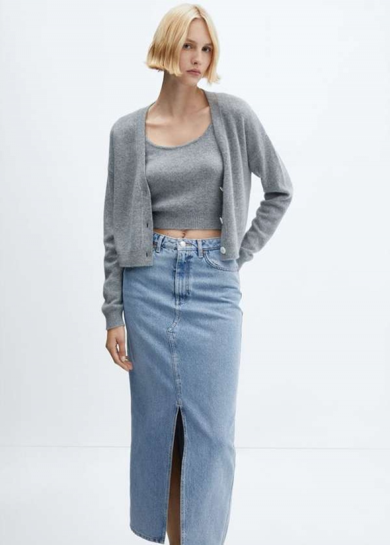 Mango Slit Denim Skirt | MNG-24080