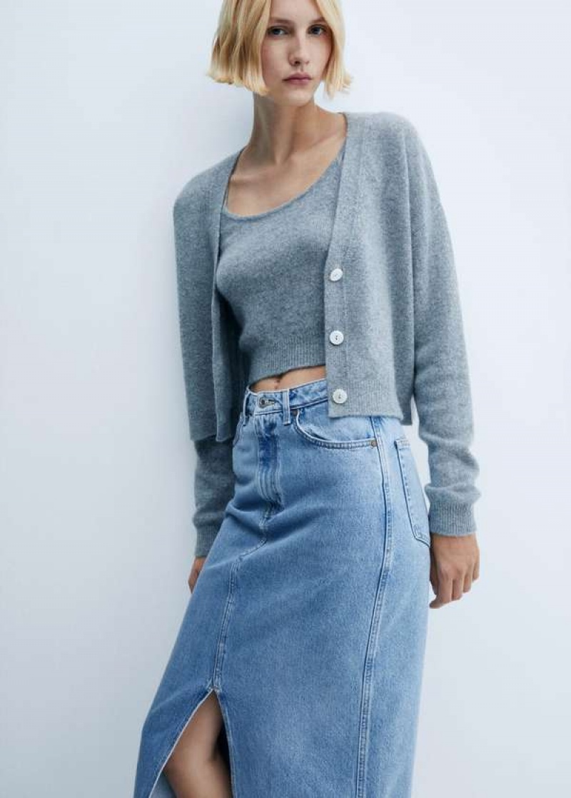 Mango Slit Denim Skirt | MNG-24080