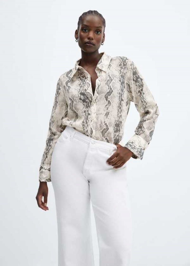 Mango Snake-print Lyocell Shirt | MNG-25251