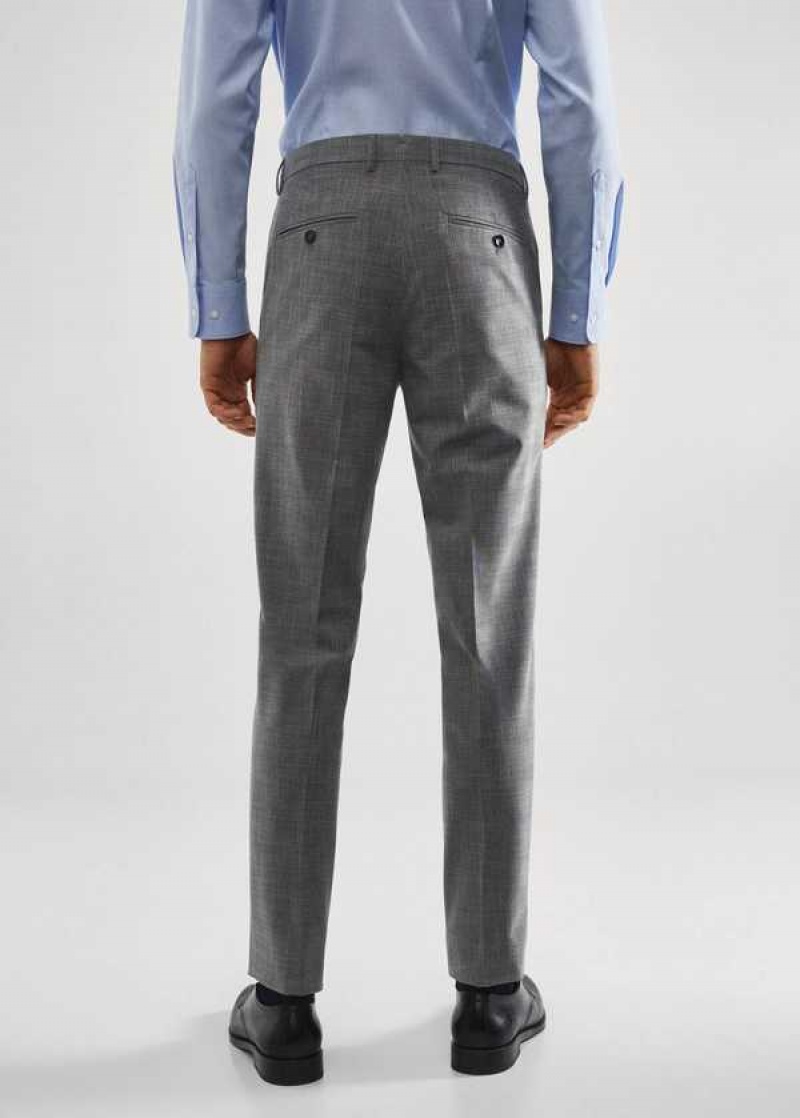 Mango Stretch Fabric Slim-fit Printed Suit Pants | MNG-22445