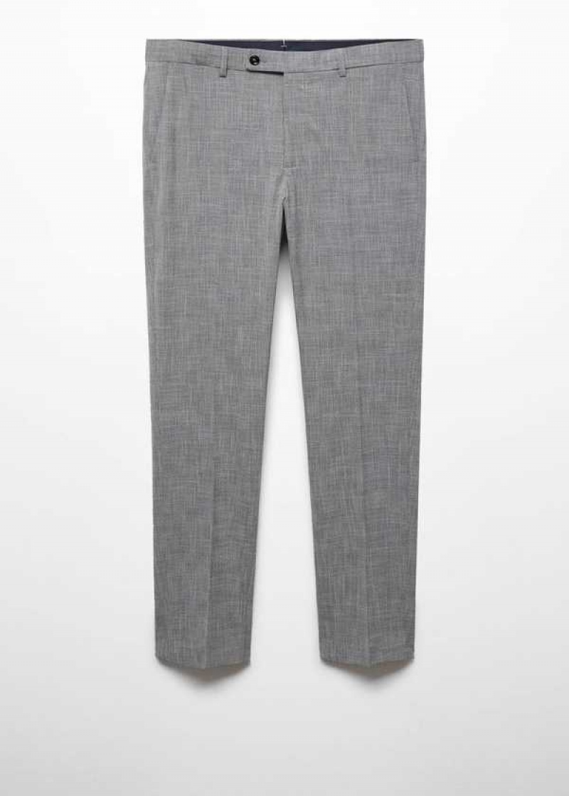 Mango Stretch Fabric Slim-fit Printed Suit Pants | MNG-22445