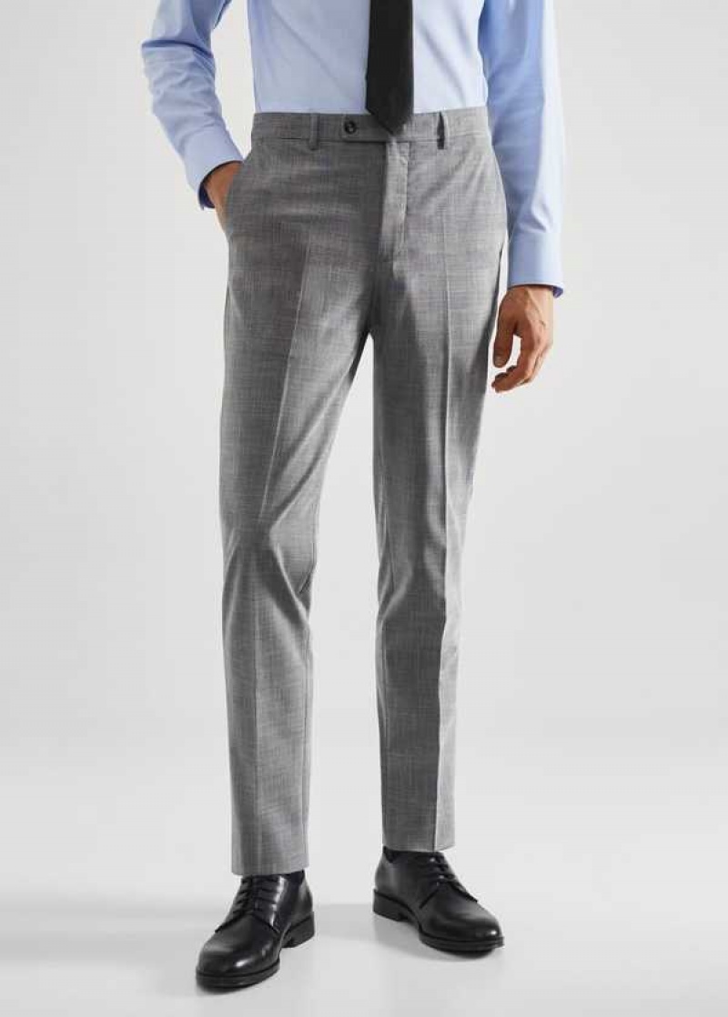 Mango Stretch Fabric Slim-fit Printed Suit Pants | MNG-22445