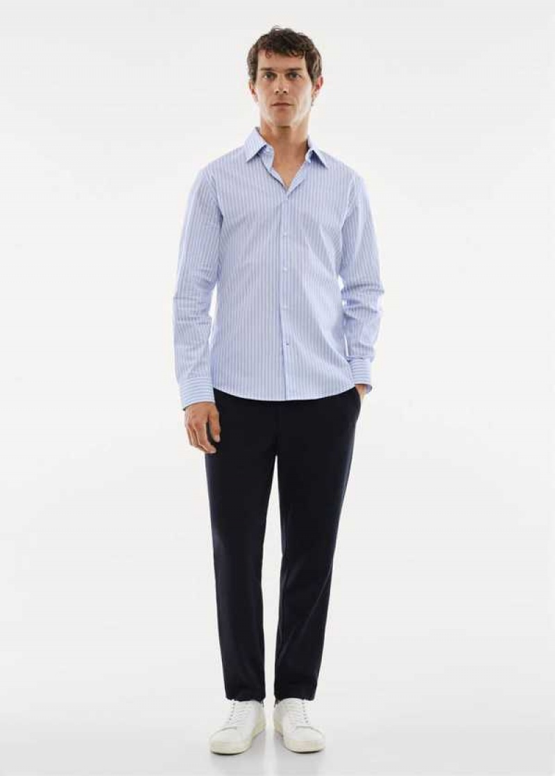 Mango Stretch Fabric Slim-fit Pruhovaný Shirt | MNG-22137