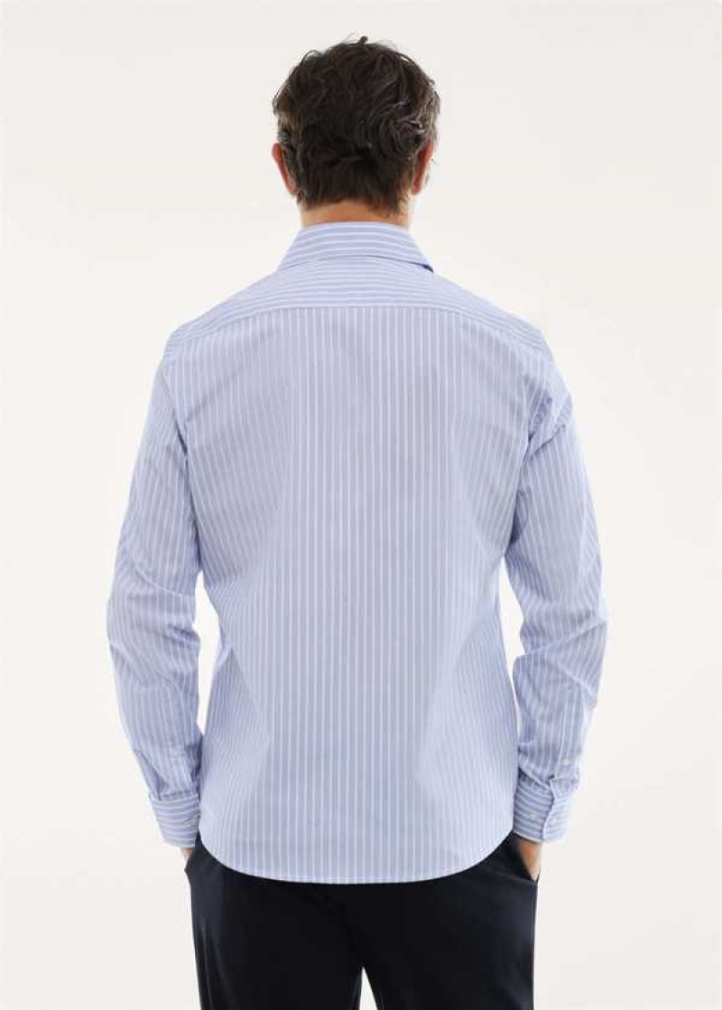 Mango Stretch Fabric Slim-fit Pruhovaný Shirt | MNG-22137