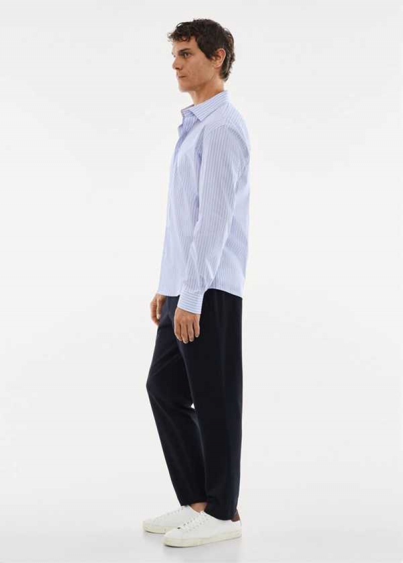 Mango Stretch Fabric Slim-fit Pruhovaný Shirt | MNG-22137