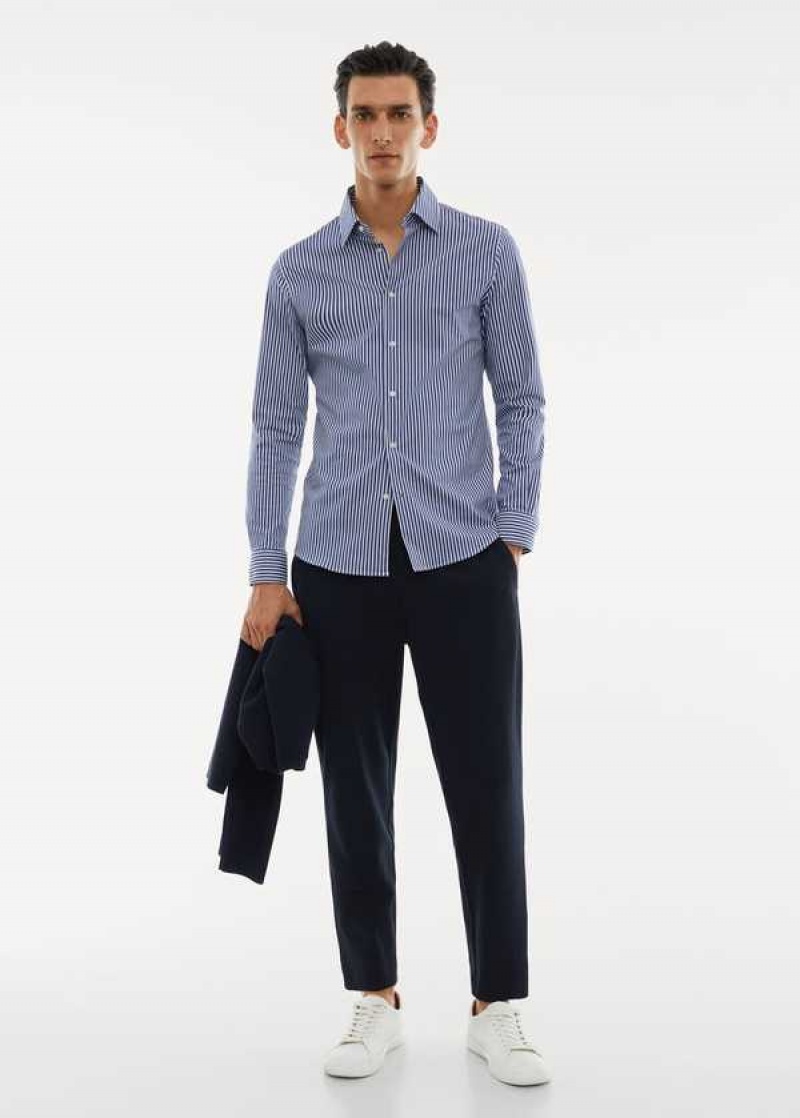 Mango Stretch Fabric Slim-fit Pruhovaný Shirt | MNG-21985