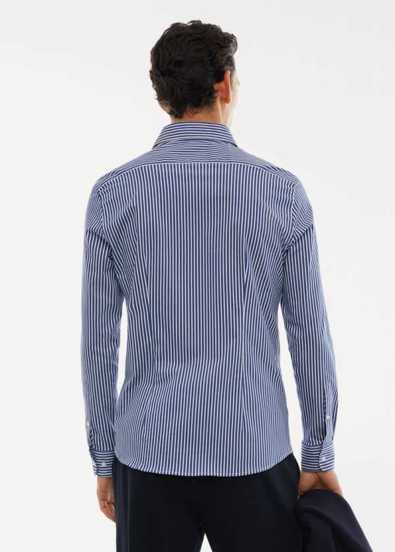 Mango Stretch Fabric Slim-fit Pruhovaný Shirt | MNG-21985