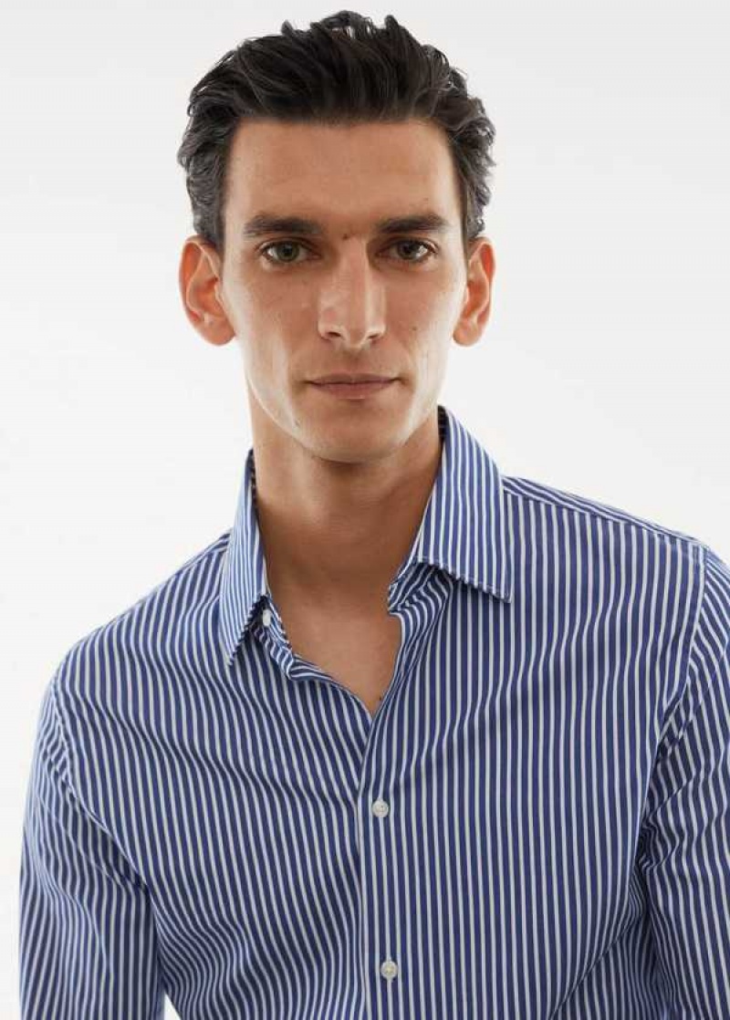 Mango Stretch Fabric Slim-fit Pruhovaný Shirt | MNG-21985