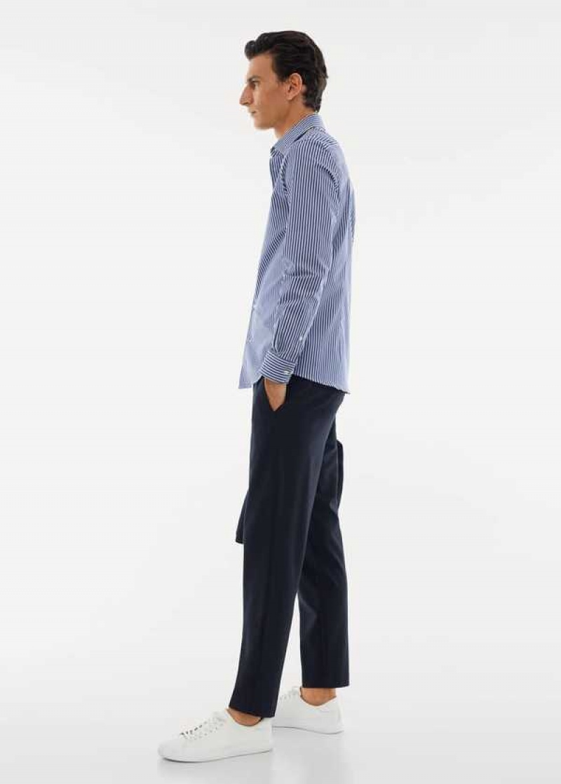 Mango Stretch Fabric Slim-fit Pruhovaný Shirt | MNG-21985