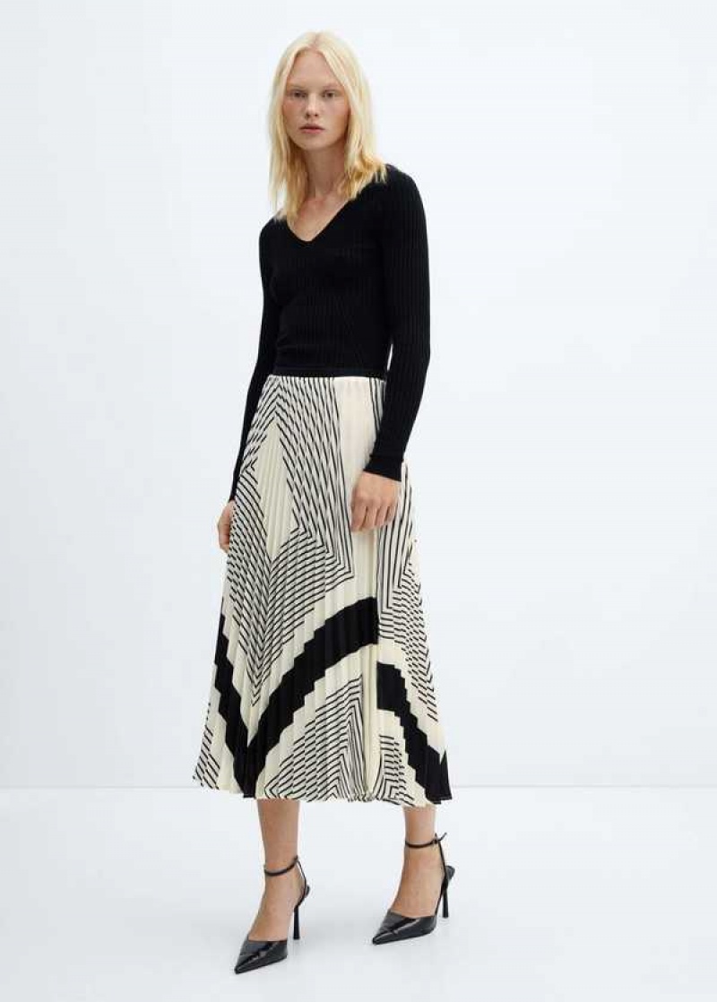 Mango Stripes Plisovaný Skirt | MNG-24205