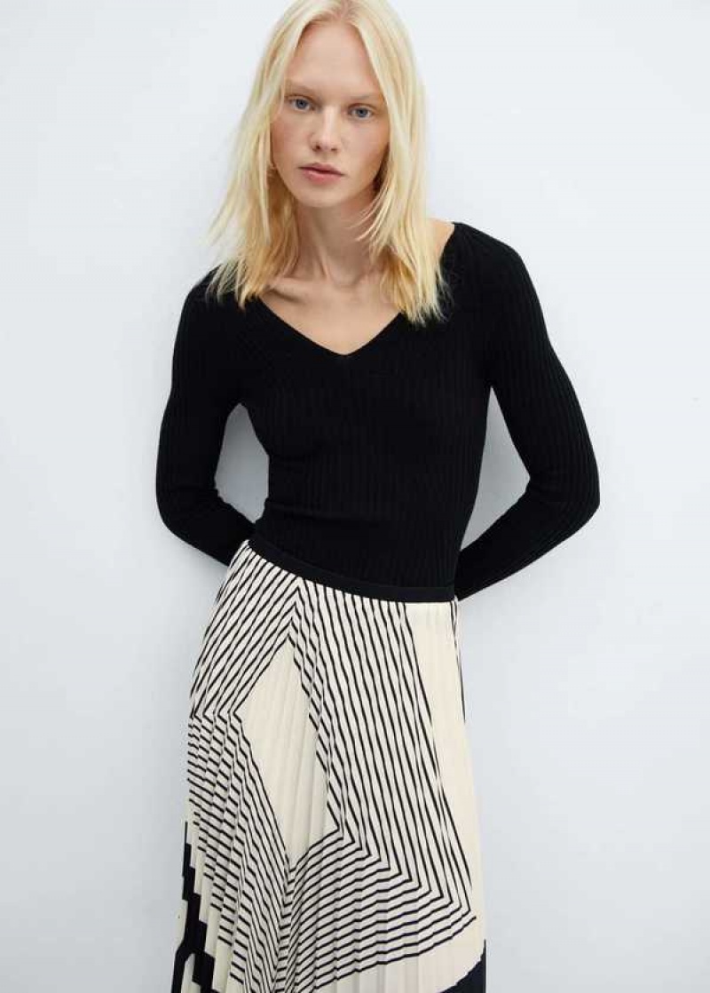 Mango Stripes Plisovaný Skirt | MNG-24205