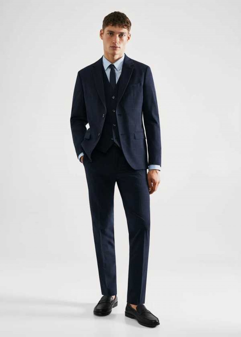 Mango Super Slim-fit Check Suit Blazer | MNG-21403