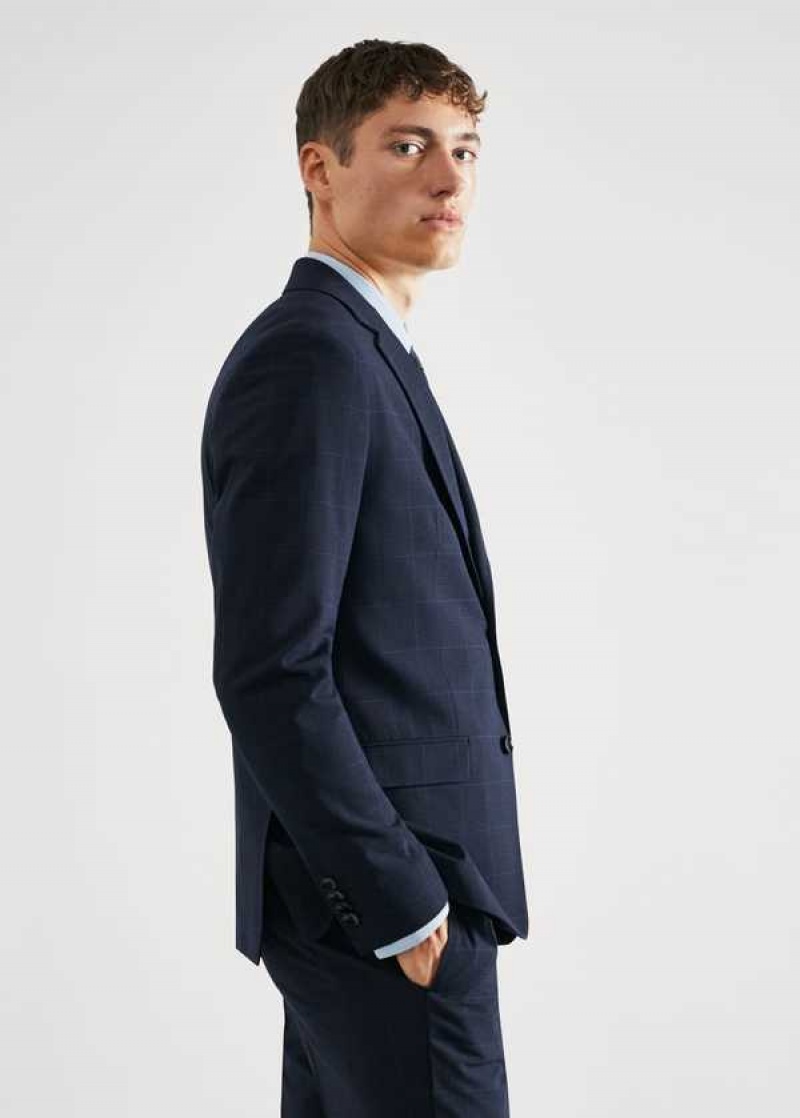 Mango Super Slim-fit Check Suit Blazer | MNG-21403