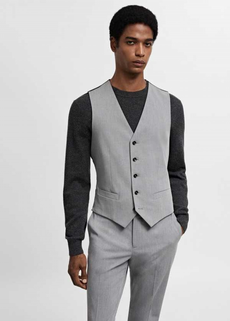 Mango Super Slim-fit Stretch Fabric Suit Vest | MNG-21472