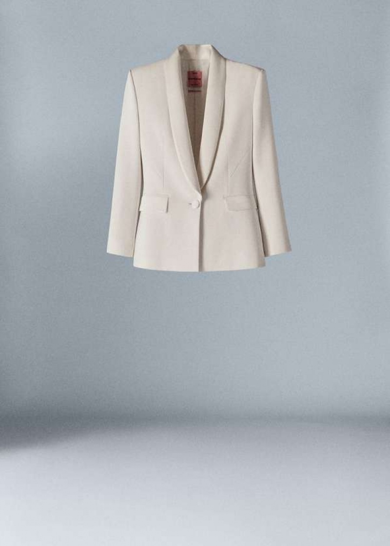 Mango Taupe Satin Blazer | MNG-26342