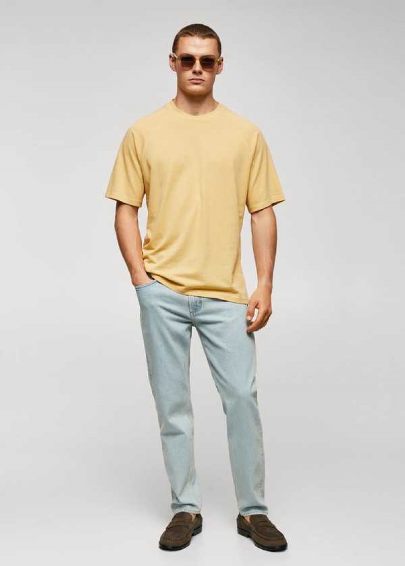 Mango Textured Bavlněné-linen T-shirt | MNG-21633