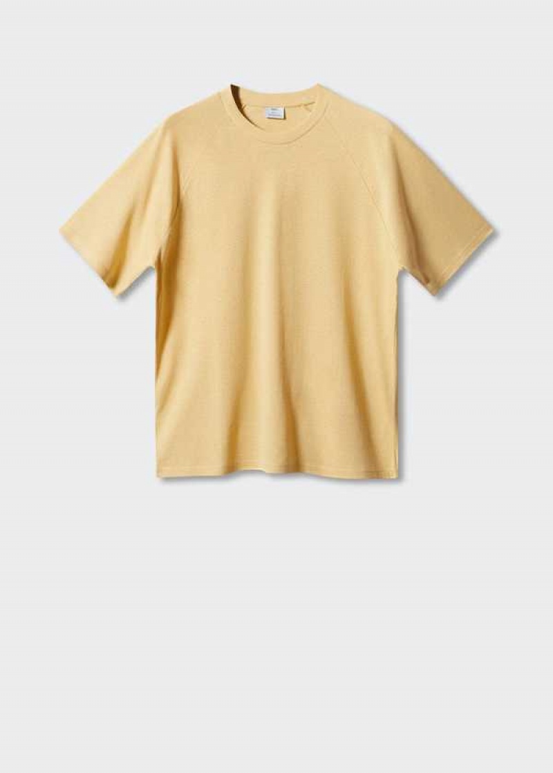 Mango Textured Bavlněné-linen T-shirt | MNG-21633