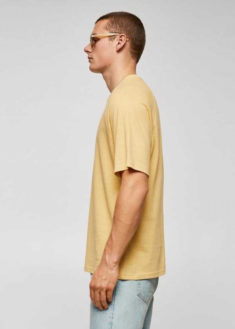 Mango Textured Bavlněné-linen T-shirt | MNG-21633