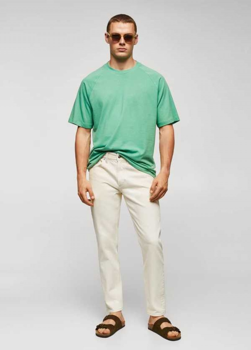 Mango Textured Bavlněné-linen T-shirt | MNG-21593