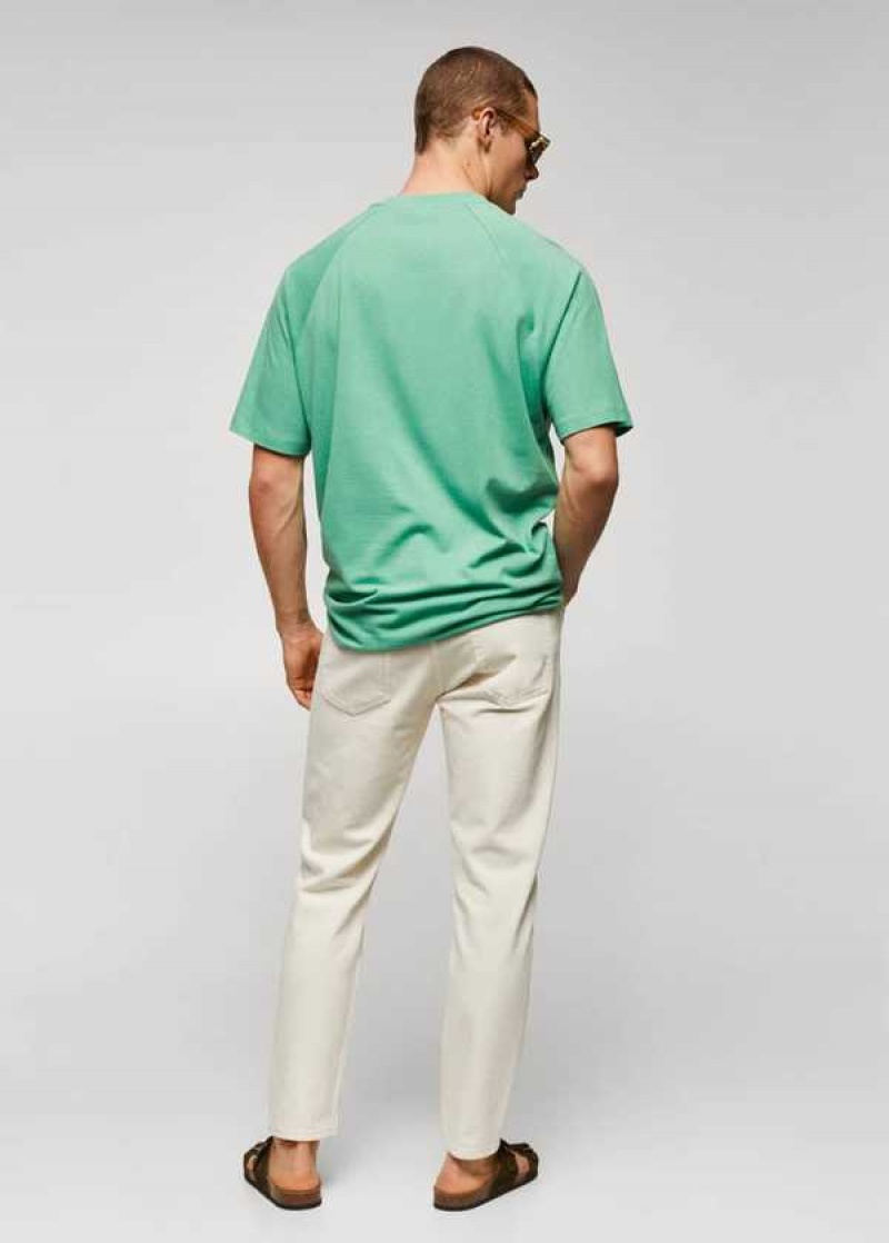 Mango Textured Bavlněné-linen T-shirt | MNG-21593