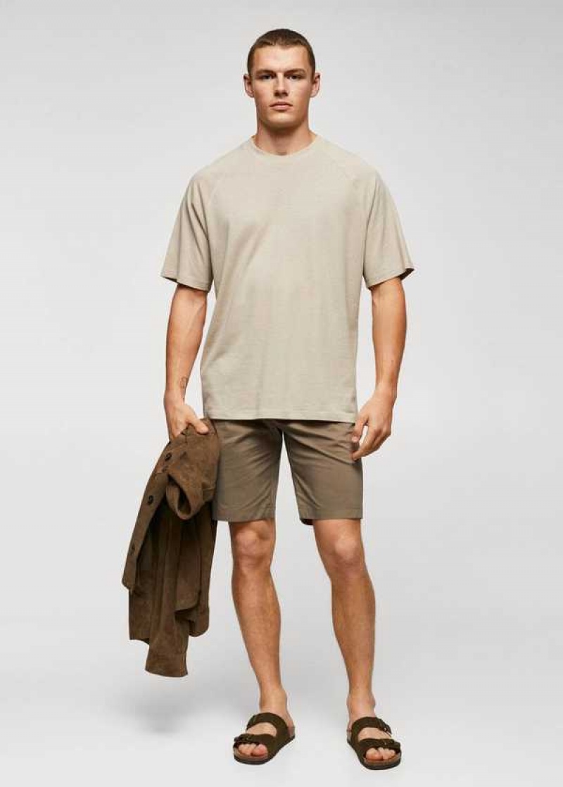 Mango Textured Bavlněné-linen T-shirt | MNG-21570