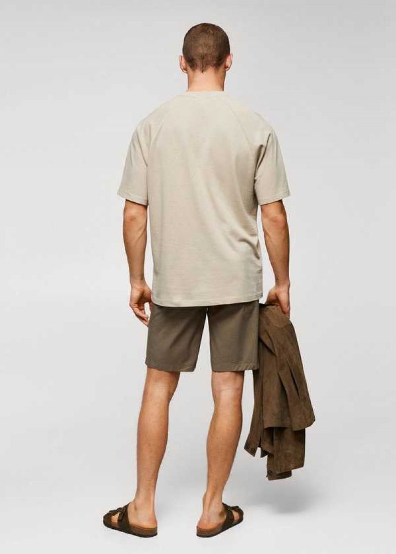 Mango Textured Bavlněné-linen T-shirt | MNG-21570