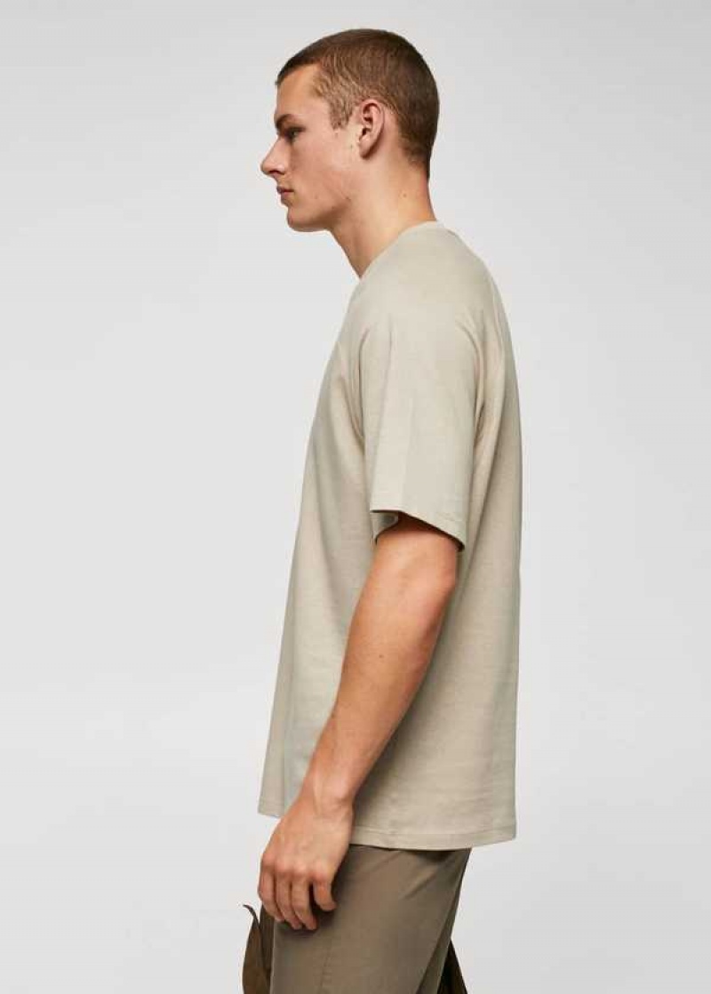 Mango Textured Bavlněné-linen T-shirt | MNG-21570