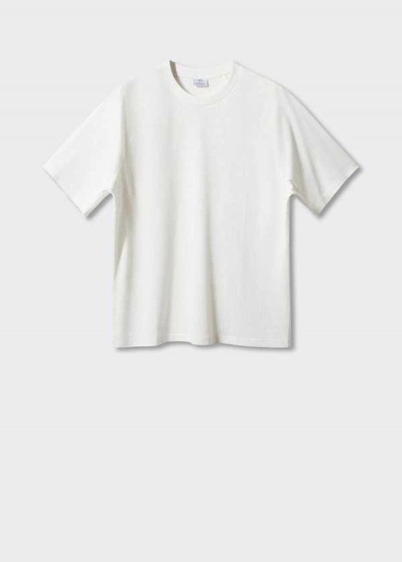 Mango Textured Bavlněné-linen T-shirt | MNG-21561