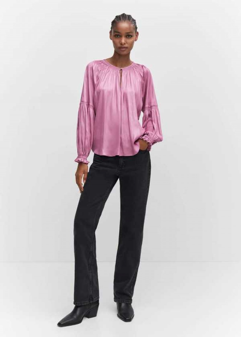 Mango Textured Blouse With Knot Detail | MNG-25494