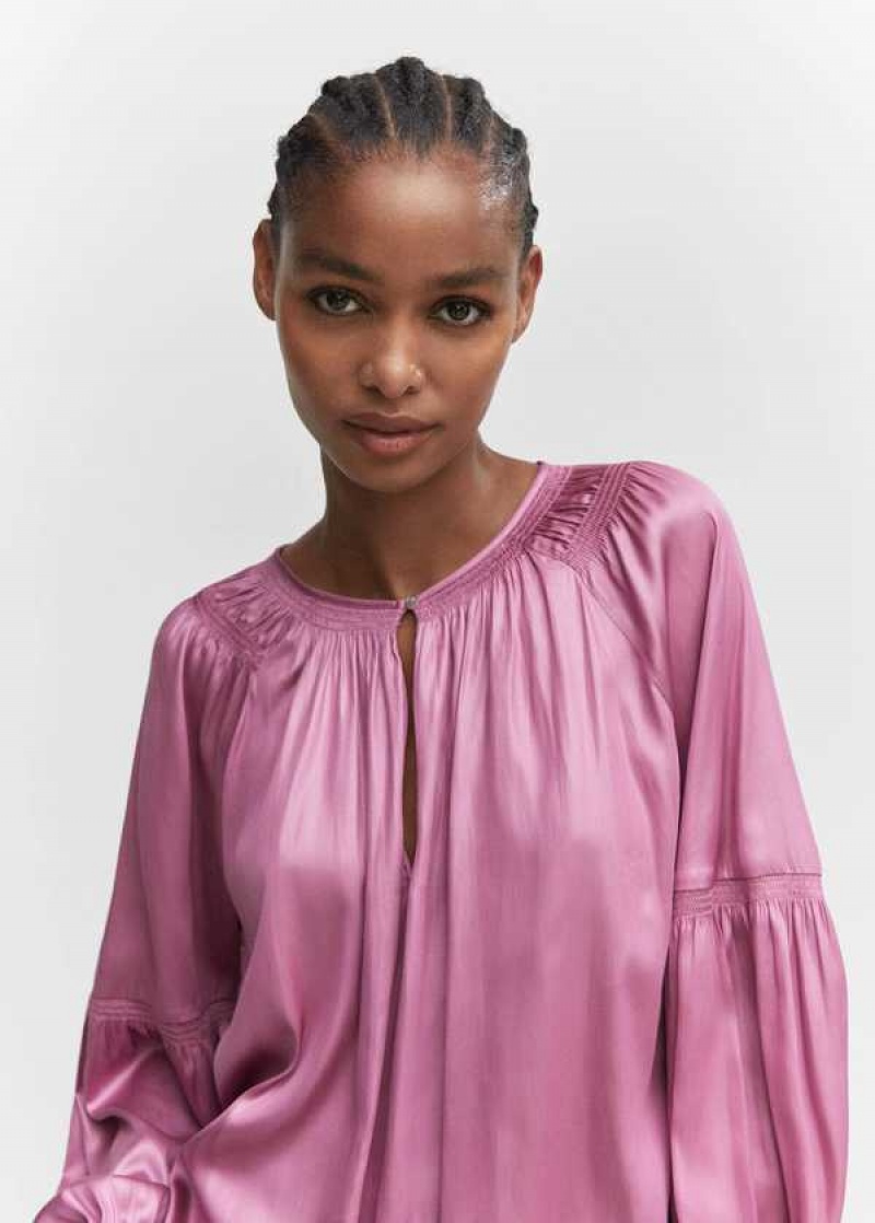 Mango Textured Blouse With Knot Detail | MNG-25494