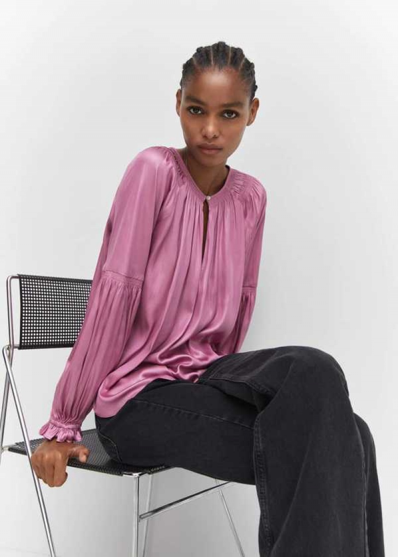 Mango Textured Blouse With Knot Detail | MNG-25494