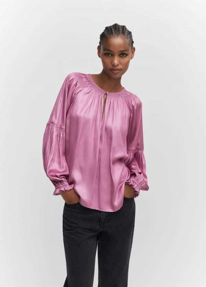 Mango Textured Blouse With Knot Detail | MNG-25494