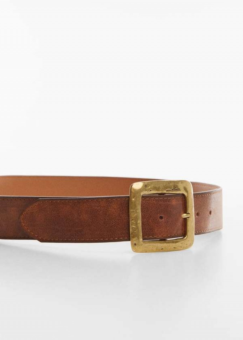 Mango Textured Square Přezkou Belt | MNG-23004