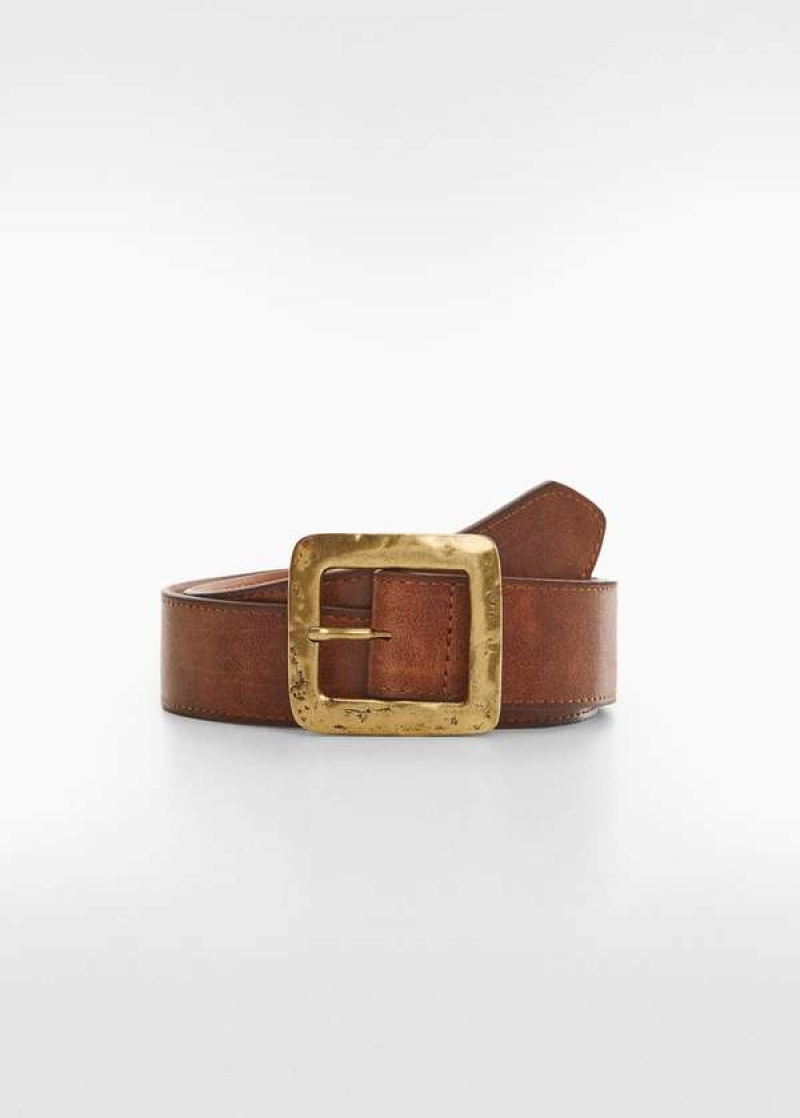 Mango Textured Square Přezkou Belt | MNG-23004