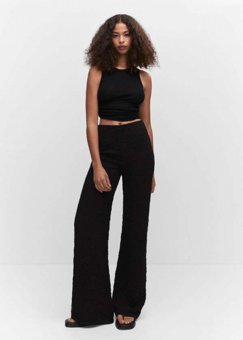 Mango Textured Wideleg Trousers | MNG-24454