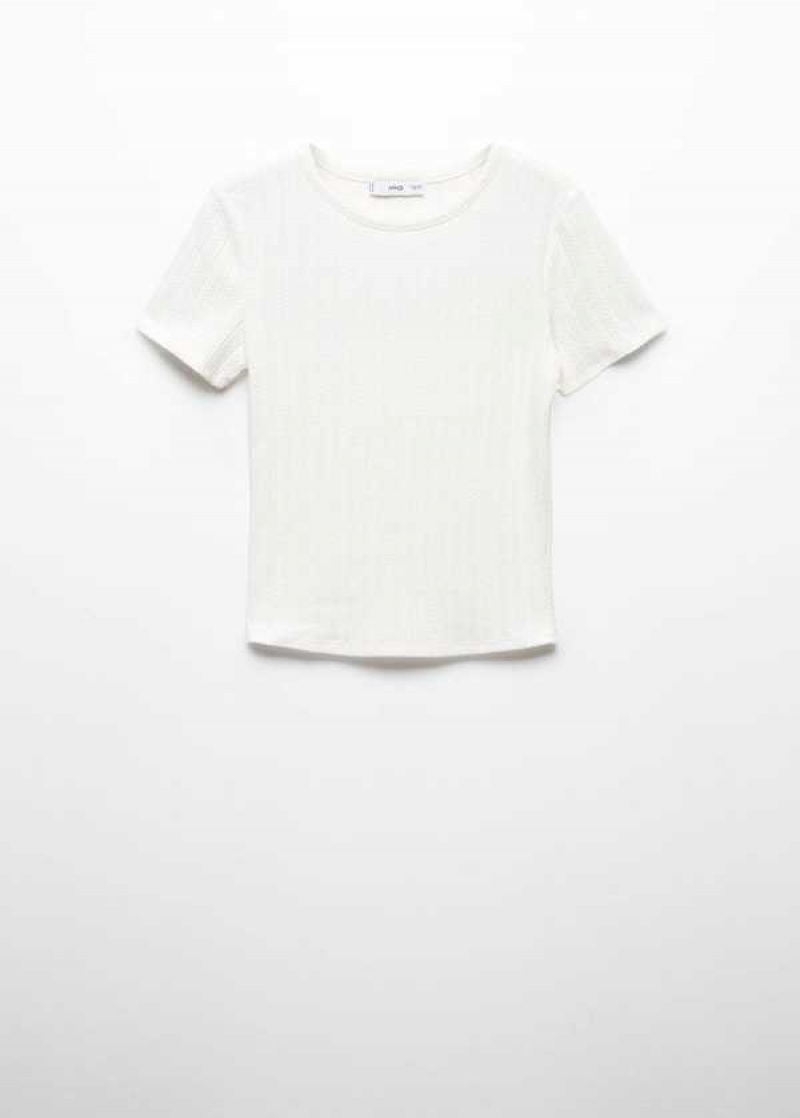 Mango Textured Žebrovaný T-shirt | MNG-25110