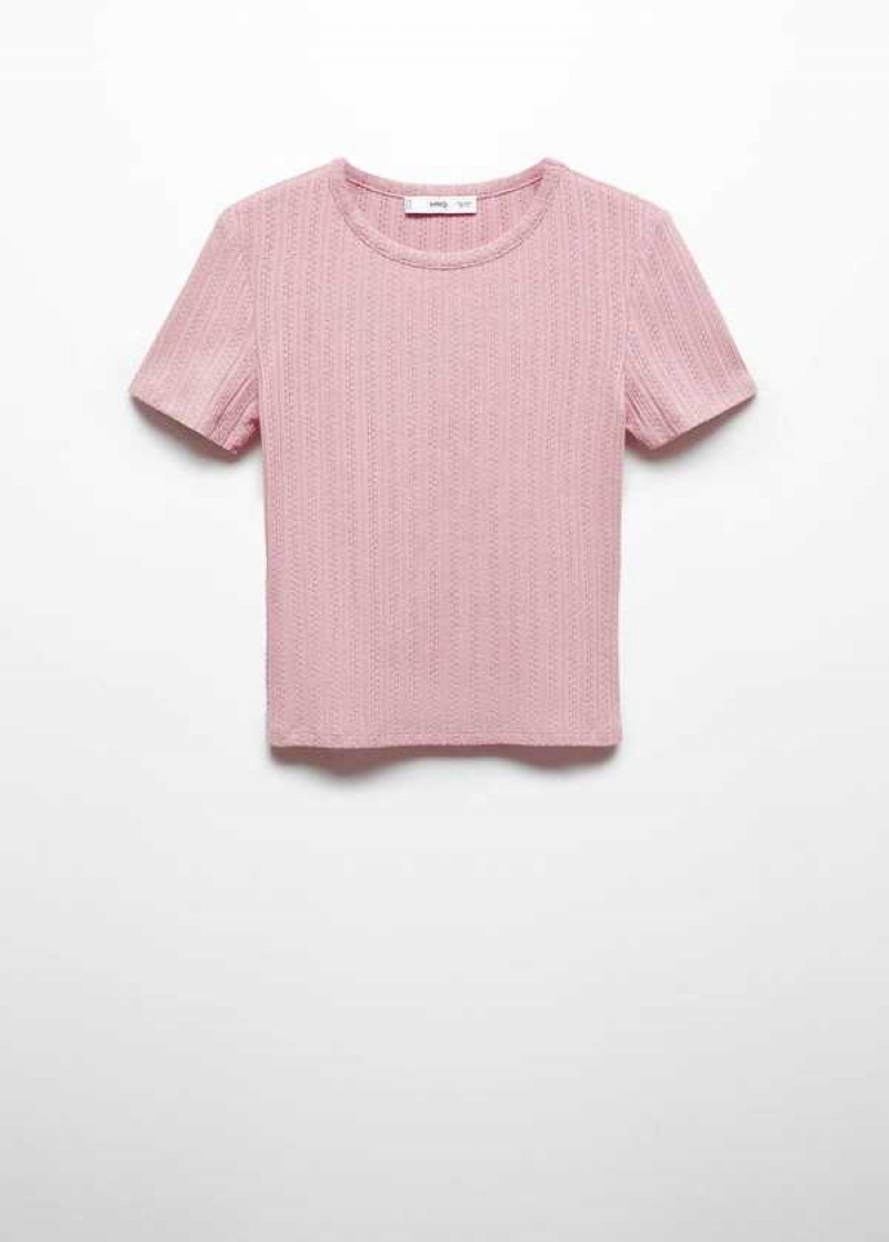 Mango Textured Žebrovaný T-shirt | MNG-25111