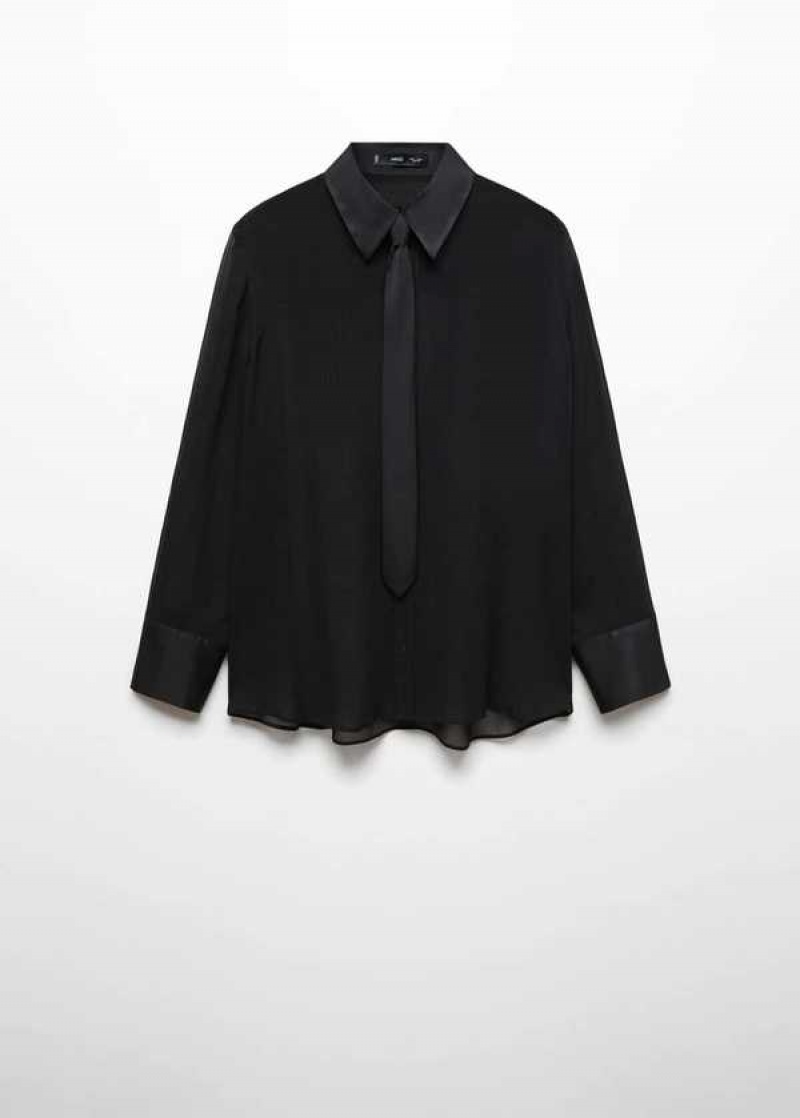 Mango Tie Shirt With Satin Details | MNG-25232