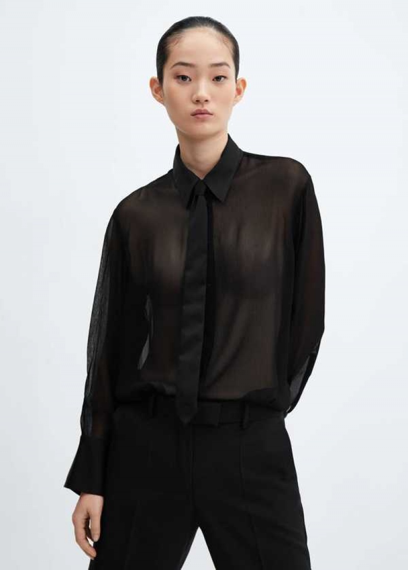 Mango Tie Shirt With Satin Details | MNG-25232