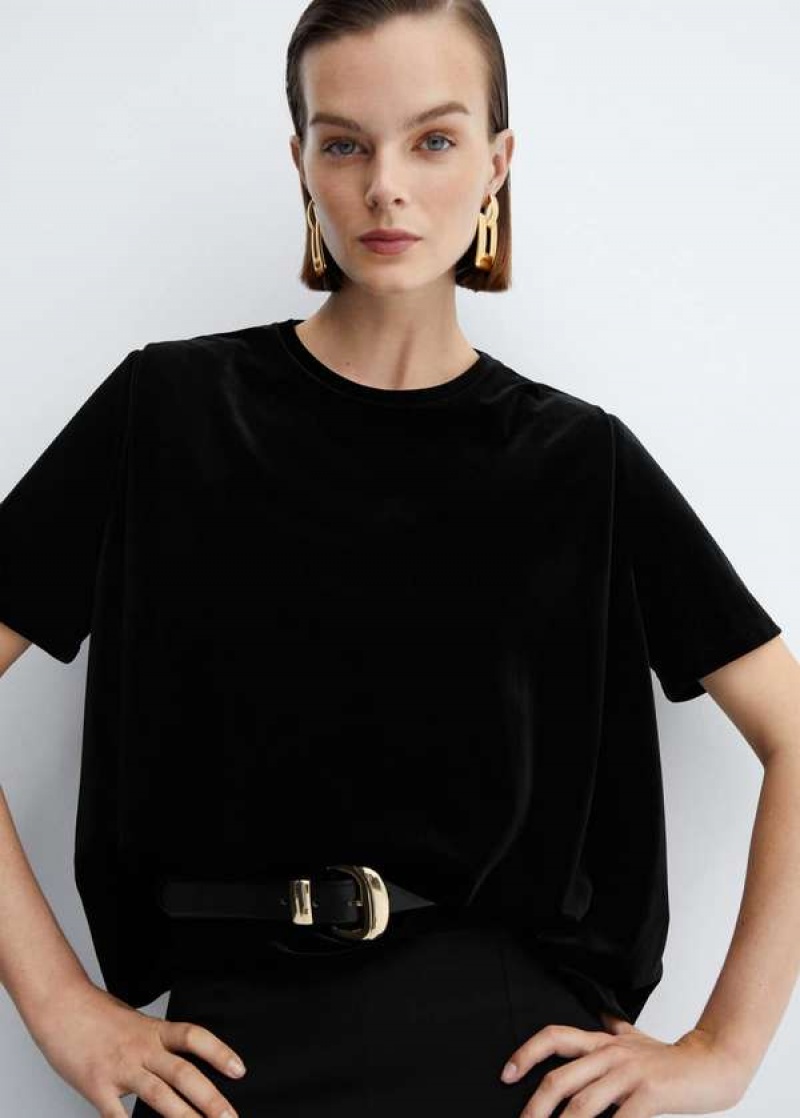 Mango T-shirt With Velvet Shoulder Pads | MNG-24935