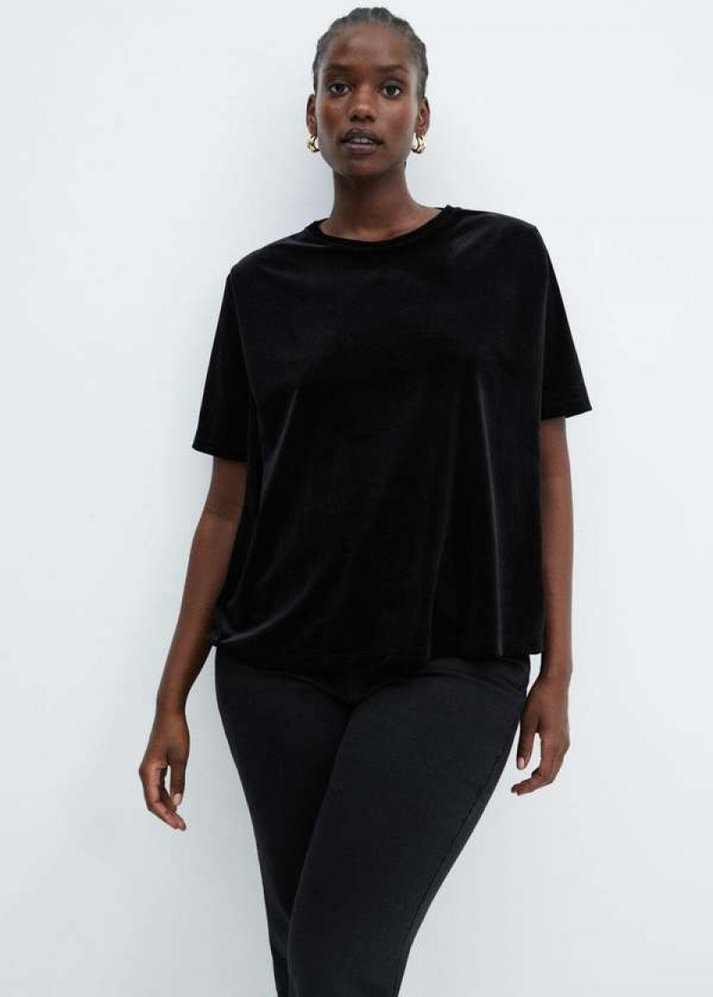 Mango T-shirt With Velvet Shoulder Pads | MNG-24935