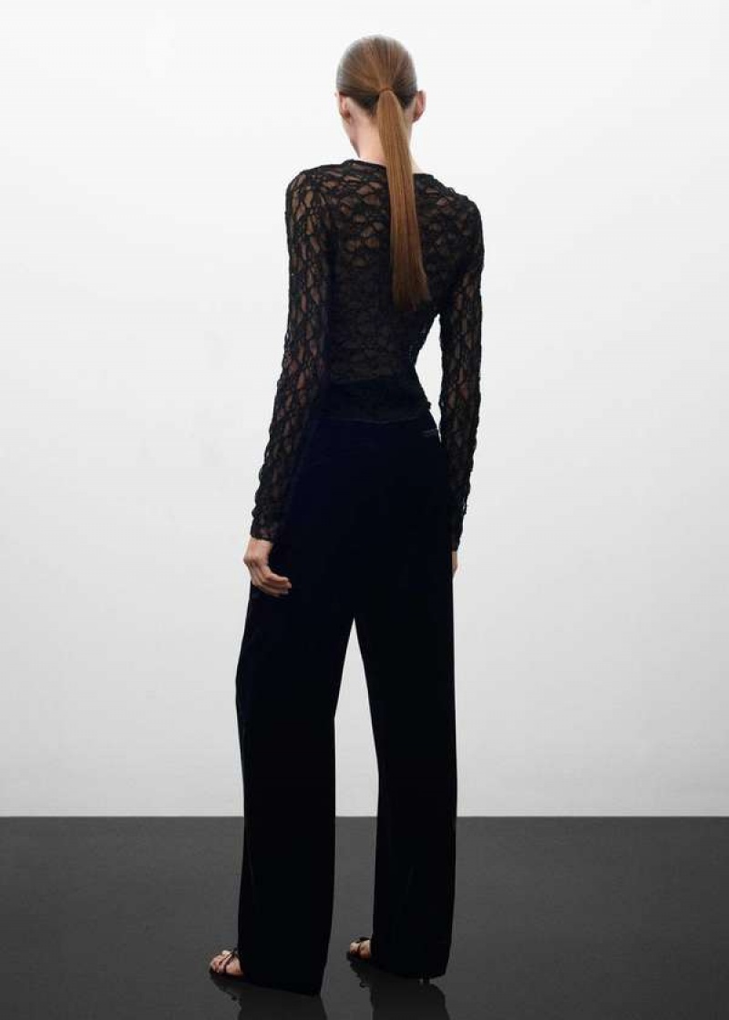 Mango Velvet Wideleg Pants | MNG-24333