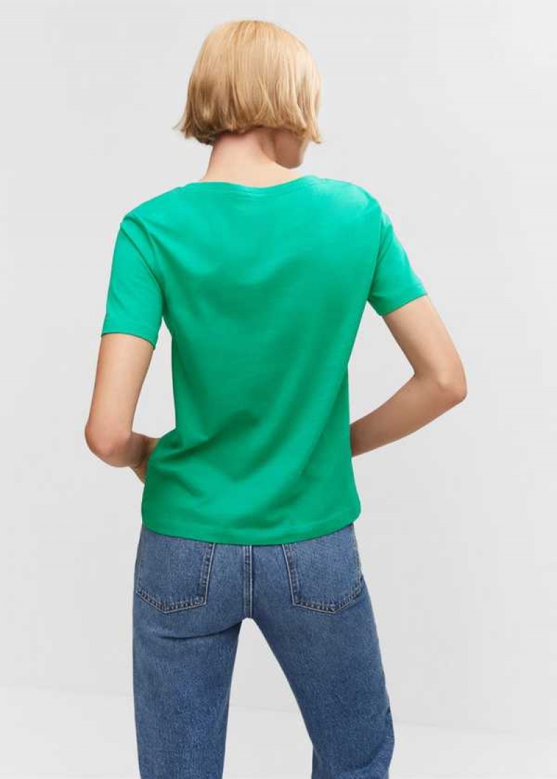 Mango V-neck Bavlněné T-shirt | MNG-25059