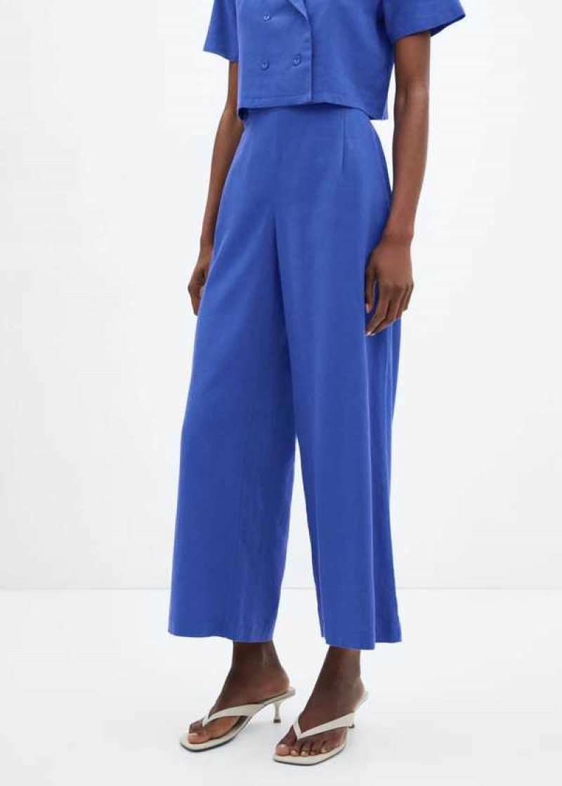 Mango Wideleg Linen Pants | MNG-24577