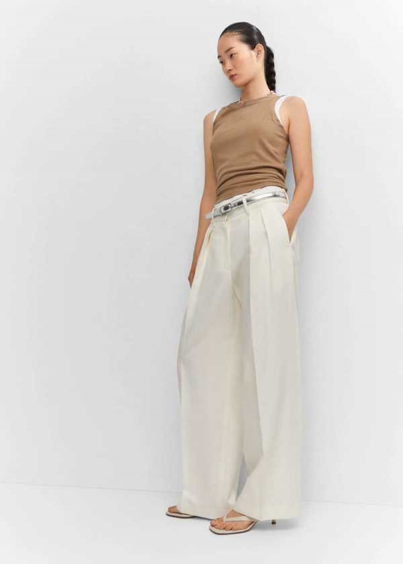 Mango Wideleg Plisovaný Pants | MNG-24289