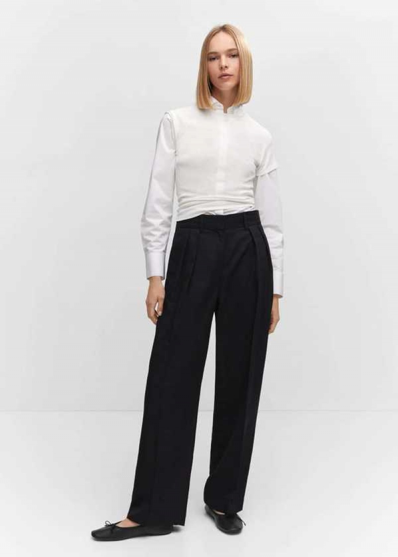 Mango Wideleg Plisovaný Pants | MNG-24324