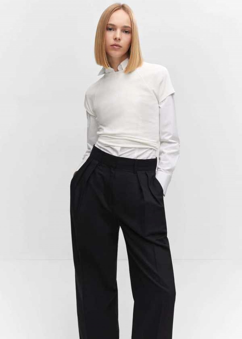 Mango Wideleg Plisovaný Pants | MNG-24324